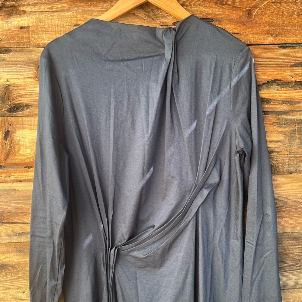 COS | Navy Crewneck Ruched Long Sleeve Dress L - Picture 2 of 7